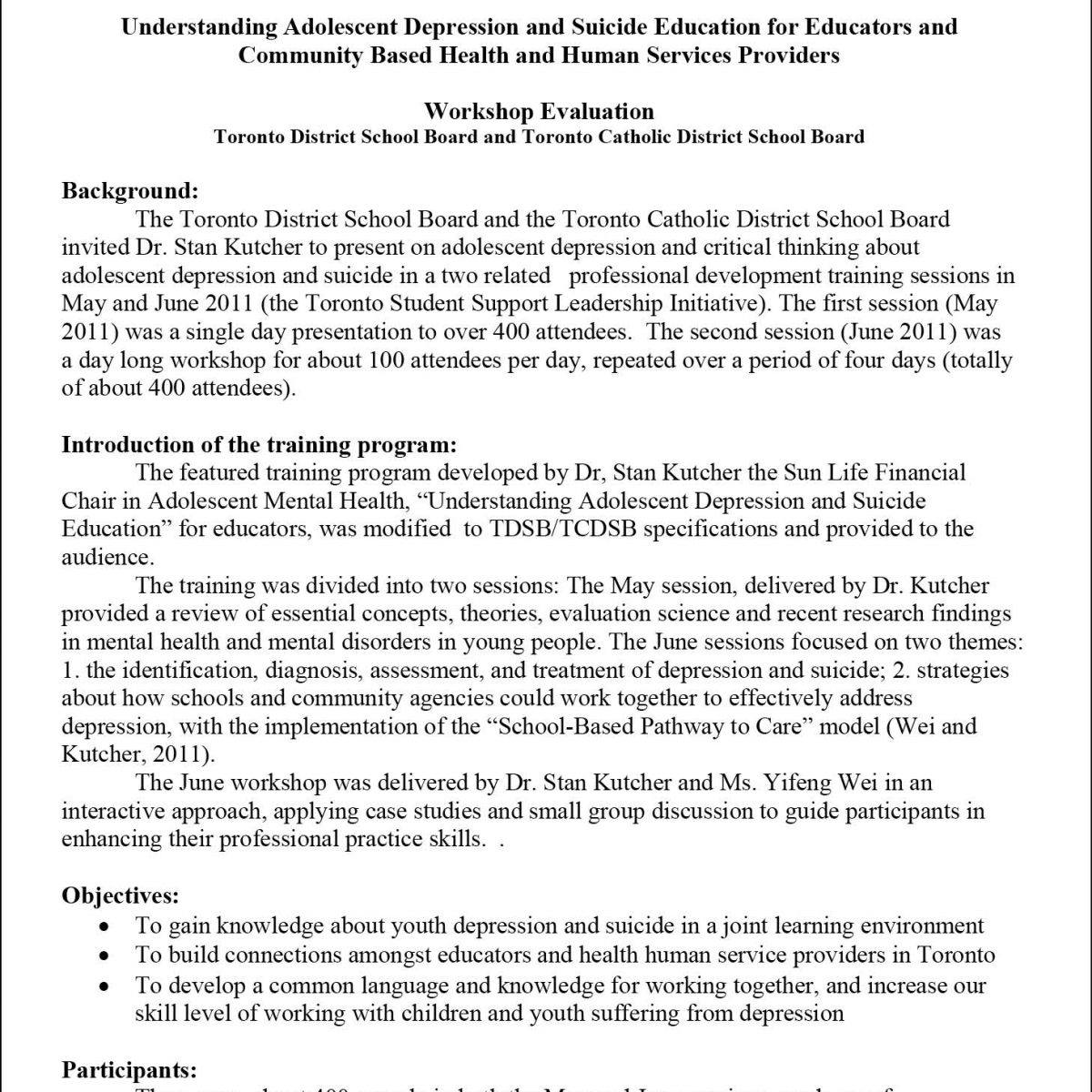 KUTCHER ADOLESCENT DEPRESSION SCALE (KADS) - Mental Health Literacy