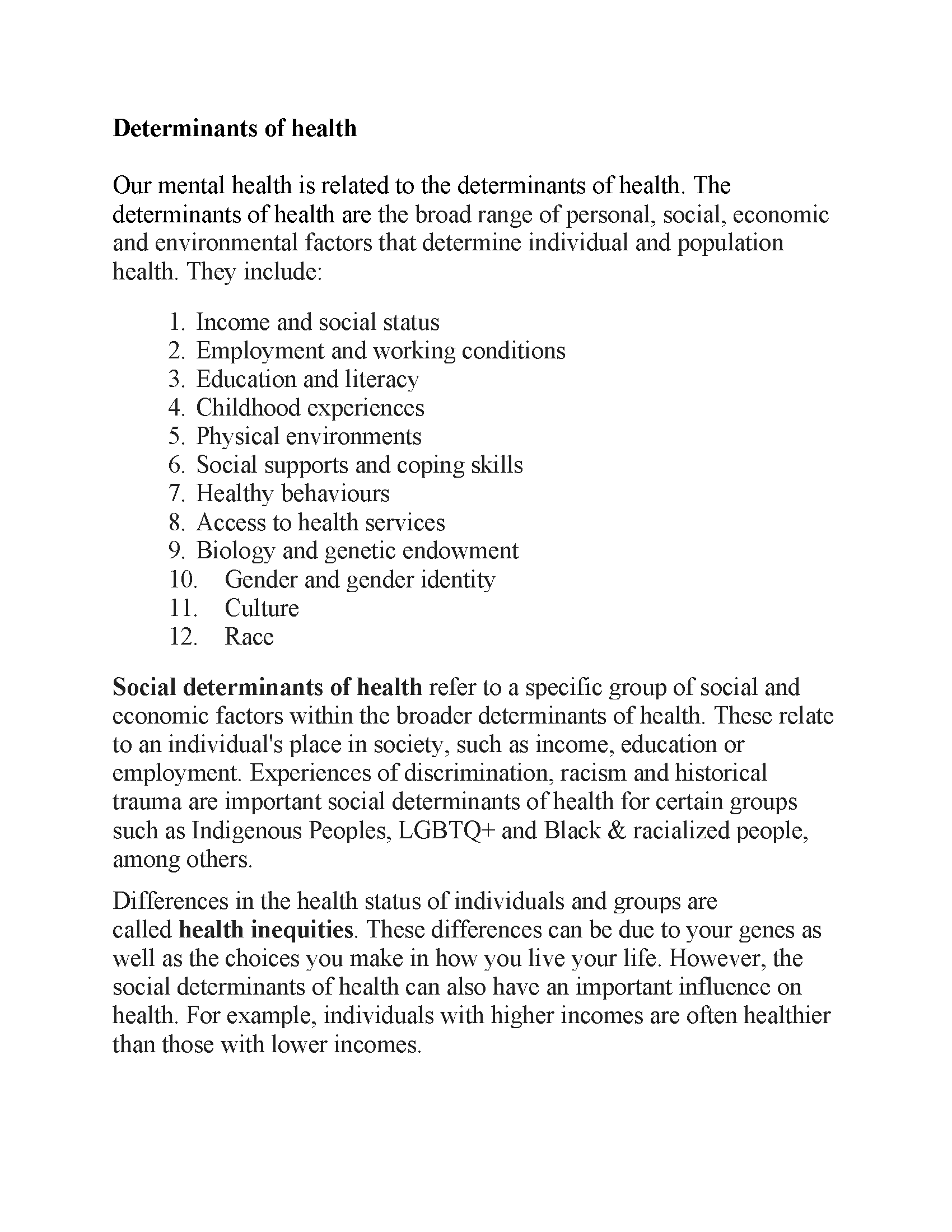 Social Determinants Of Health Mental Health Literacy